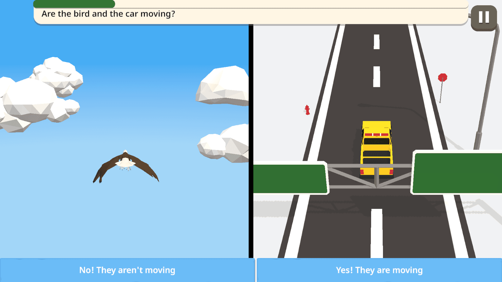 Interactive quiz — Are the bird and car moving?